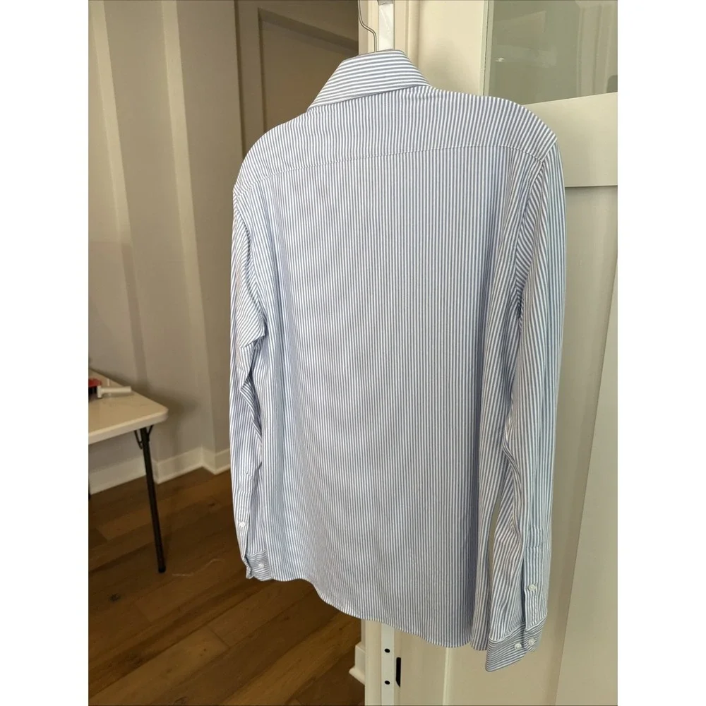 Greyson Men's Blue White Stripe Stretch Dress Shirt Small NWT Luxury